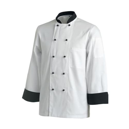 Chefs Uniform Jacket Contrast Long - Large Chef E-quip Uni5023