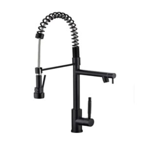 Professional Kitchen Mixer With Pull Out Spray & Swivel Spout Tap Matt Black Chromecater Mbf-12