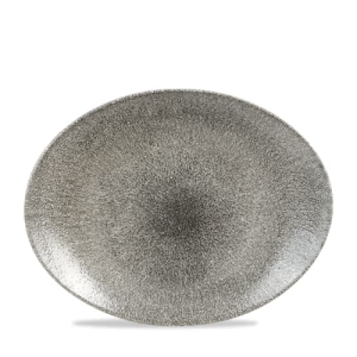 Raku Quartz Black Oval Coupe Plate 31.7 x 25.5cm (12) Cc-rkbq-op12.1