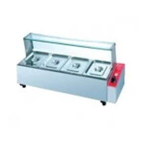 GATTO Electric 4-Div Bain Marie w/ Sneezegaurd - Incl. 4x GN1/2 & Lids