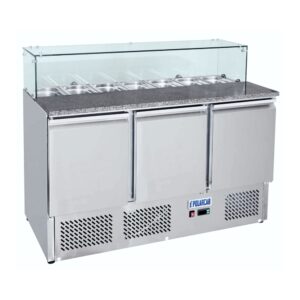 Saladette - Pizza assembly worktop with sneezeguard