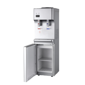 Water Cooler Dispenser - Hot and Cold - Freestanding with Storage Compartment - Silver