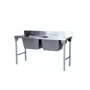 1700 S/STEEL Double Pot Sink Mild - Steel Legs